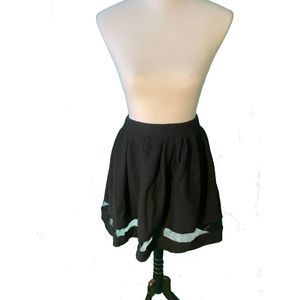 Black knit skirt with web stripe S